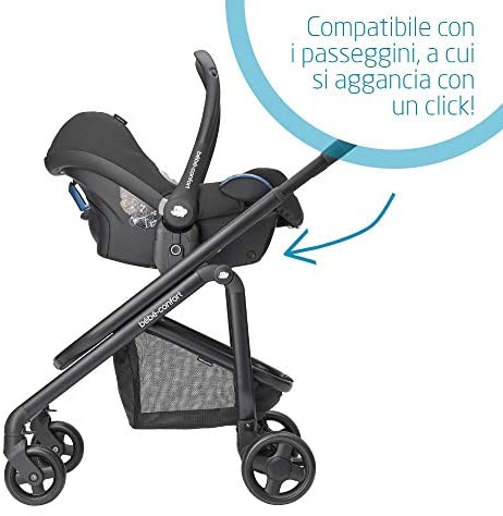 Bébé Confort Cabriofix Seggiolino Auto 0 - 13 kg, Ovetto Gruppo 0 +, 0 - 12 Mesi, Colore Essential Black