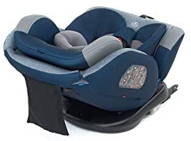 Foppapedretti Iturn duoFIX Seggiolino Auto Girevole 360°, Gruppo 0+/1/2/3 (0-36 kg), per bambini dalla Nascita a 12 Anni, Carbon