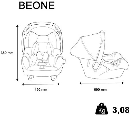 nania Seggiolino Auto BEONE + Base - Gruppo 0+ (0-13kg) - Produzione Francese 100% - Protezioni Laterali - 4 Stelle Test tcs - Luxe Rouge