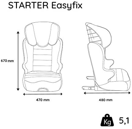 Nania Easyfix Starter Baby Booster Seat Nania Easyfix con protezione laterale Poggiatesta regolabile London Group 2/3 15-36 kg - Cuscino antiabbassamento collegato - B on board