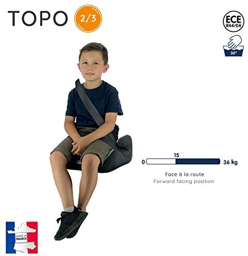 nania Rialzo per seggiolino per Bambini Topo Confort Gruppo 2/3 (15-36kg) - Produzione Francese 100% - Protezioni Laterali - Access Gris