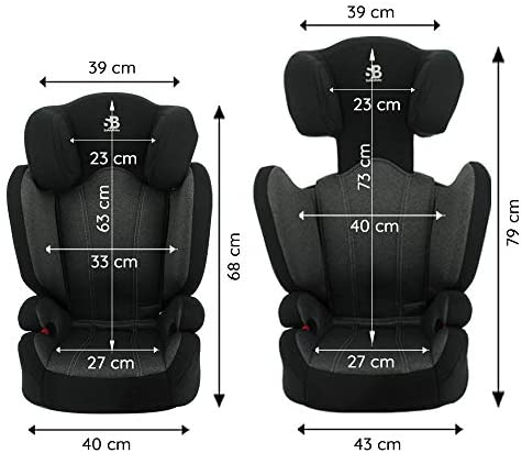 Seggiolino auto isofix Safety Baby - seggiolino auto con schienale FLASH IFIX gruppo 2/3 (15-36kg) - Schienale e testa regolabili - Protezione laterale