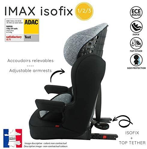 Seggiolino auto NANIA IMAX ISOFIX - Gruppo 1/2/3 (9-36kg) - produzione francese 100% - protezioni laterali e poggiatesta regolabile - Disney Luxe Mickey