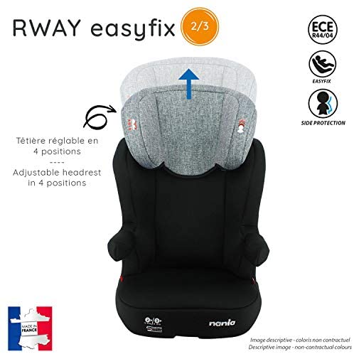 Rialzo per seggiolino per bambini NANIA RWAY EASYFIX gruppo 2/3 (15-36kg) - produzione francese 100% - protezioni laterali - Luxe gris