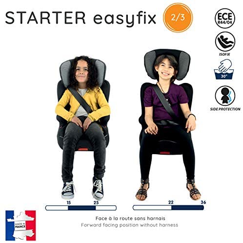 Rialzo per seggiolino per bambini NANIA STARTER EASYFIX gruppo 2/3 (15-36kg) con protezione laterale - poggiatesta regolabile - produzione francese 100% - London