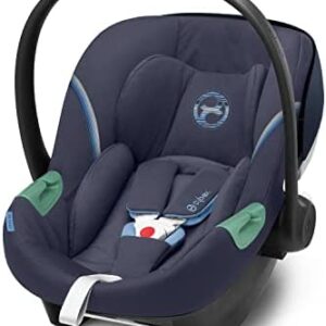CYBEX Seggiolino auto Aton S2 i-Size, Dalla nascita a circa 24 mesi, Max. 13 kg, Con riduttore per neonato, Compatibile con SensorSafe, Blu (Navy Blue)