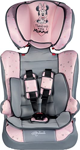 Seggiolino auto Minnie Mouse, gruppo 1-2-3 (da 9 a 36kg) bambine, di colore rosa con topolina
