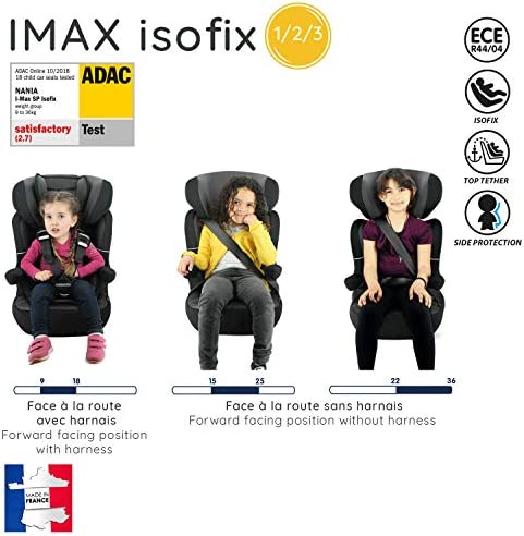 Seggiolino auto NANIA IMAX ISOFIX - Gruppo 1/2/3 (9-36kg) - produzione francese 100% - protezioni laterali - London