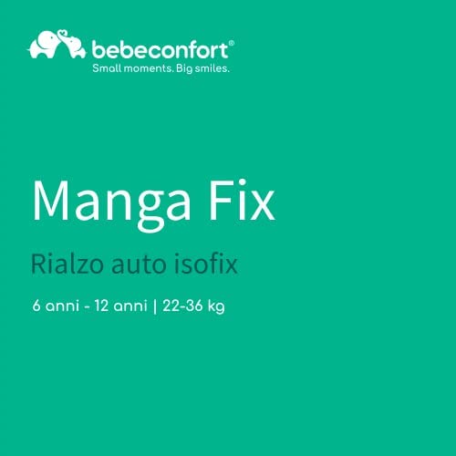Bebeconfort Manga Fix Rialzo Auto per bambini, Seduta auto bambini, seggiolino auto isofix gruppo 3 per Bambini 6 Anni-12 Anni (22-36 kg), colore Pixel Black