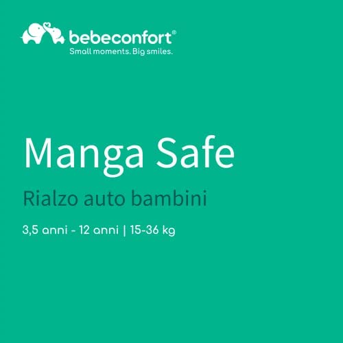 Bebeconfort Manga Safe Rialzo Auto 15-36 kg, Seggiolino auto Gruppo 23, Alzatina auto per bambini dai 3,5 ai 12 anni, colore Full Black (Nero)
