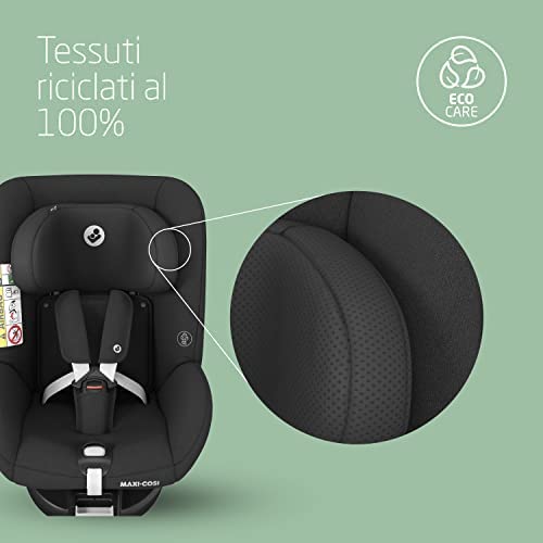 Maxi-Cosi Mica Eco Seggiolino auto isofix girevole 360°, reclinabile 4 posizioni, Sicurezza i-Size, Tessuti 100% riciclati, per bambini 3 mesi- 4 anni circa, colore Authentic Black