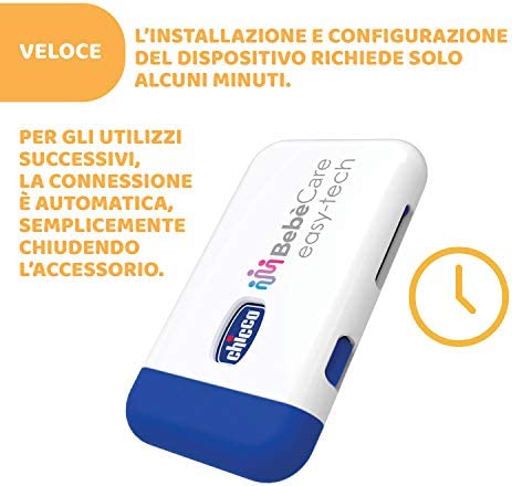 Chicco Bebècare Easy-Tech Dispositivo Anti Abbandono Universale Per Seggiolino Auto, Bianco Blu, ‎16 x 11 x 2.5 cm; 60 grammi
