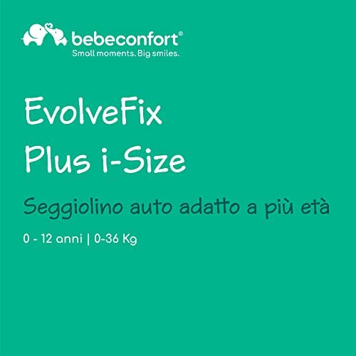 Bebeconfort EvolveFix Plus i-Size Seggiolino auto isofix girevole 360°, Gruppo 0123 per bambini 40-150 cm (dalla nascita a 12 anni), Reclinabile ed Evolutivo, tessuti traspiranti, colore Black Mist