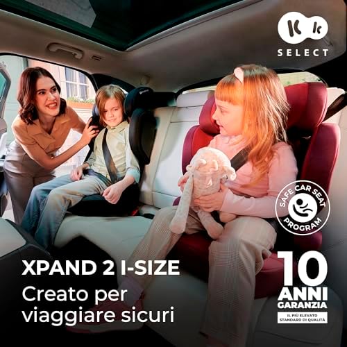 Kinderkraft XPAND 2 i-Size 100-150 cm Seggiolino Auto con Isofix, Regolare contemporaneamente l’altezza e la larghezza, Cinture di Sicurezza, Materiali di alta qualità, Gruppo 2/3, Rosso