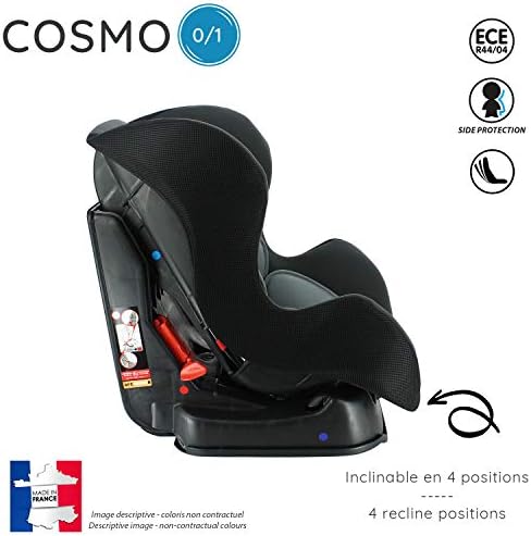 nania Seggiolino Auto Cosmo - Gruppo 0/1 (0-18kg) - Produzione Francese 100% - Protezioni Laterali - Luxe Gris