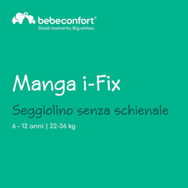 Bebeconfort Manga i-Fix Rialzo Auto per bambini, Seduta auto bambini, seggiolino auto isofix gruppo 3 per Bambini 125-150 cm, dai 6 ai 12 Anni (22-36 kg), colore Grey Mist