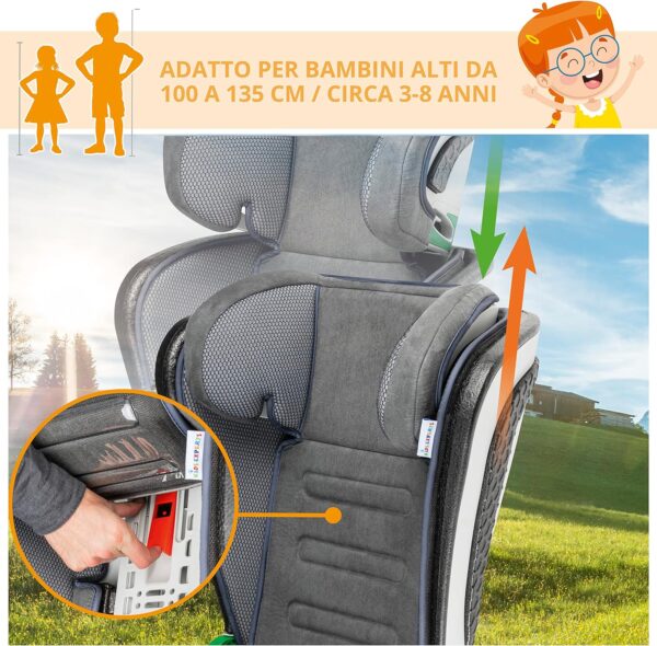 Walser Seggiolino Auto Noemi, seggiolino Auto Pieghevole con Regolabile in Altezza, Testato ECE R129, cresce con Il Bambino 3-8 Anni Antracite/Blu