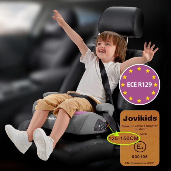 Jovikids ISOFIX Rialzo Auto per Bambini 125-150cm ECE R129, Alzatina Auto Bimbi 15-36 kg, Seggiolino Auto Gruppo 2-3 da 3 a 12 Anni - Rosa