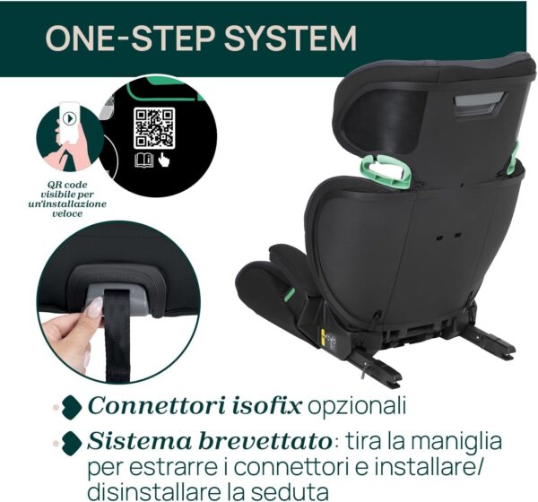 Chicco Quizy i-Size, Seggiolino Auto Bambini 3-12 Anni (100-150 cm), Facile da Installare con Sistema Isofix, Reclinabile, Regolabile in Altezza, con Braccioli Imbottiti e Seduta Confortevole, Nero