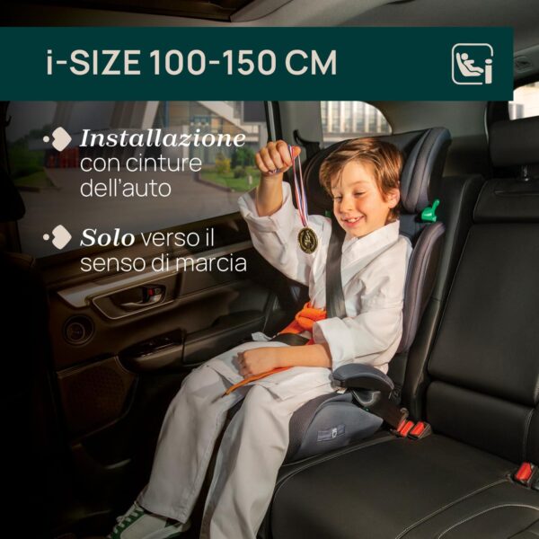 Chicco Quizy i-Size, Seggiolino Auto Bambini 3-12 Anni (100-150 cm), Facile da Installare con Sistema Isofix, Reclinabile, Regolabile in Altezza, con Braccioli Imbottiti e Seduta Confortevole, Nero