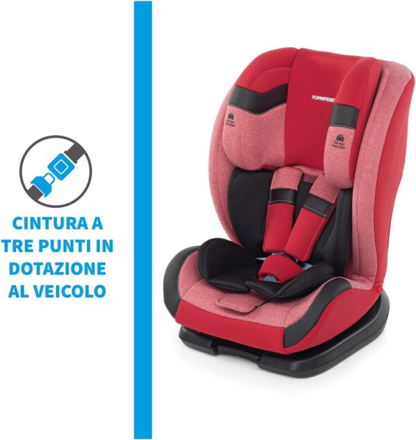 Foppapedretti Re-Klino Seggiolino Auto senza IsoFix, Gruppo 1/2/3 (9-36 Kg), per Bambini da 9 Mesi a 12 Anni circa, Cherry