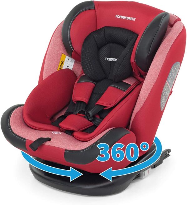 Foppapedretti Iturn DuoFix Seggiolino Auto Gruppo 0+/1/2/3 (0-36 Kg) per Bambini dalla nascita fino a 12 Anni circa, Cherry