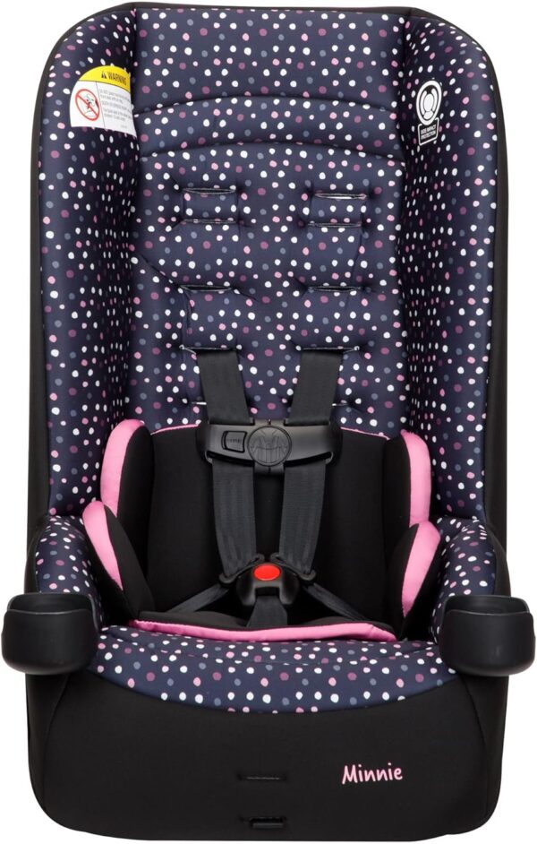 Disney Baby Jive - Seggiolino auto convertibile 2 in 1, una passeggiata extra confortevole che dura per anni: faccia posteriore da 5 a 40 libbre e faccia in avanti da 22 a 65 libbre, festa di Minnie