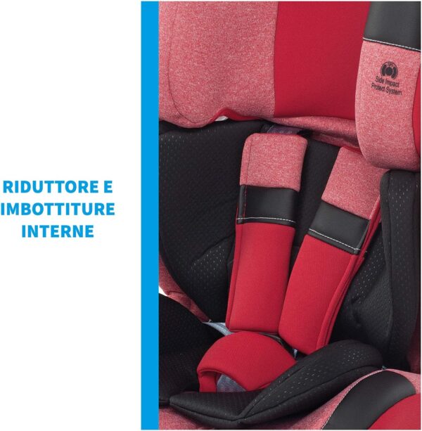 Foppapedretti Re-Klino Seggiolino Auto senza IsoFix, Gruppo 1/2/3 (9-36 Kg), per Bambini da 9 Mesi a 12 Anni circa, Cherry