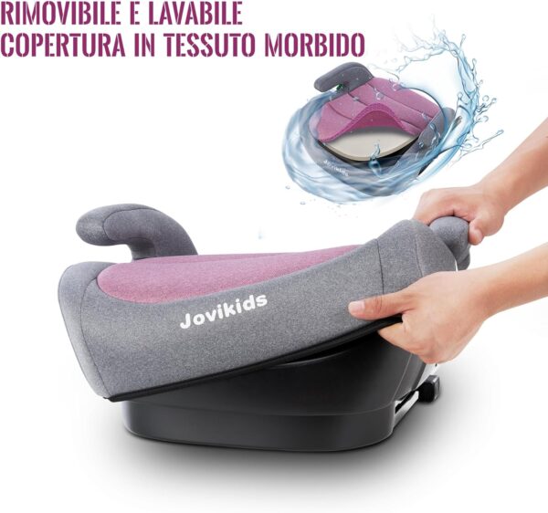 Jovikids ISOFIX Rialzo Auto per Bambini 125-150cm ECE R129, Alzatina Auto Bimbi 15-36 kg, Seggiolino Auto Gruppo 2-3 da 3 a 12 Anni - Rosa