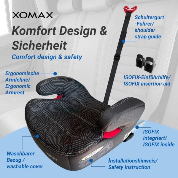 XOMAX XL-313 Seggiolino per bambini con ISOFIX e guida per cintura I crescente I 15-36 kg, circa 3-12 anni, statura da 125 a 150 cm, gruppo 2/3 I, rivestimento rimovibile e lavabile, ECE R129 I bianco