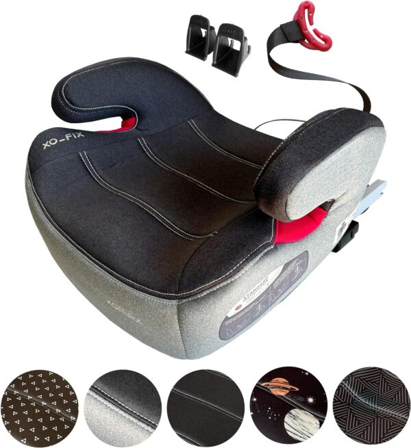 XOMAX XL-313 Seggiolino per bambini con ISOFIX e guida per cintura I crescente I 15-36 kg, circa 3-12 anni, statura da 125 a 150 cm, gruppo 2/3 I, rivestimento rimovibile e lavabile, ECE R129 I grigio