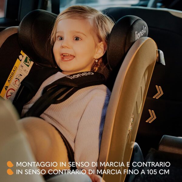 LIONELO ARRT I-SIZE Seggiolino Auto per Bambini 40-150 cm, Montaggio con Cinture di Sicurezza, Poggiatesta e Schienale Regolabili, Inserto Riduttore e Linguinale, Norma R129 i-Size