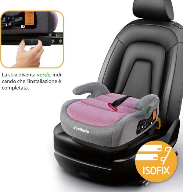 Jovikids ISOFIX Rialzo Auto per Bambini 125-150cm ECE R129, Alzatina Auto Bimbi 15-36 kg, Seggiolino Auto Gruppo 2-3 da 3 a 12 Anni - Rosa