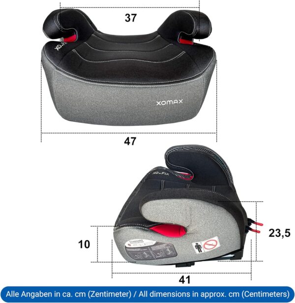 XOMAX XL-313 Seggiolino per bambini con ISOFIX e guida per cintura I crescente I 15-36 kg, circa 3-12 anni, statura da 125 a 150 cm, gruppo 2/3 I, rivestimento rimovibile e lavabile, ECE R129 I grigio