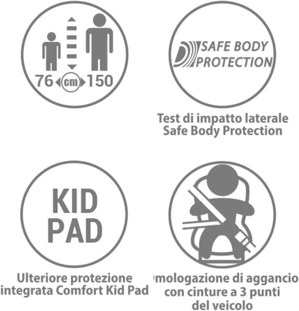 Foppapedretti Seggiolino Auto Babyroad I-Size, per bambini da 76 a 150 cm di altezza, 15mesi-12 anni, conforme ECE R129, Fissaggio a 3 punti, Safe Body Protection, Protezione Impatti Laterali, Sand