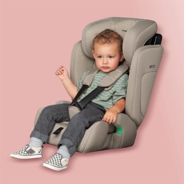 Foppapedretti Seggiolino Auto Babyroad I-Size, per bambini da 76 a 150 cm di altezza, 15mesi-12 anni, conforme ECE R129, Fissaggio a 3 punti, Safe Body Protection, Protezione Impatti Laterali, Sand