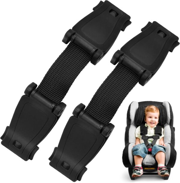 2pcs Fibbia Gancio Cintura Seggiolino Auto Bambino, Dispositivo di Sicurezza Seggiolino Auto, Impedisce al Bambino di Togliere le Braccia Dall’imbracatura, per Seggiolini e Passeggino (Nero, 13,5*3cm)