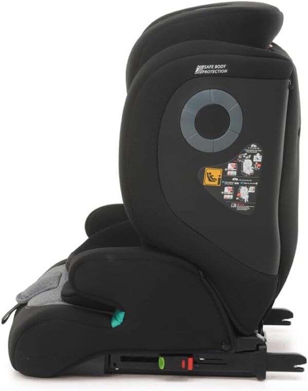 Foppapedretti Seggiolino Auto Tender I-Size da 76 e 150 cm di altezza, Test di impatto laterale Safe Body Protection, Doppia Omologazione (con e senza Isofix), Protezione Comfort Kid Pad, Carbon