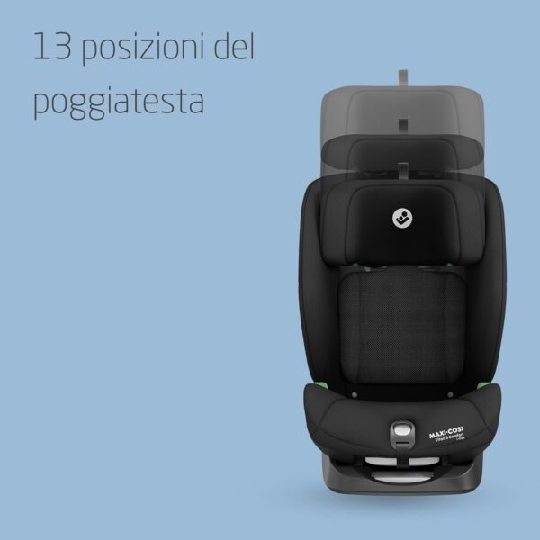 Maxi-Cosi Titan S Comfort i-Size, Tessuti Traspiranti, Seggiolino Auto ISOFIX, 15 mesi - 12 anni (76-150 cm), Seggiolino Auto Reclinabile 5 posizioni, 13 Posizioni Poggiatesta, G-CELL, Authentic Black