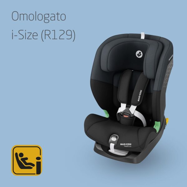 Maxi-Cosi Titan S i-Size, Seggiolino auto 9-36 kg, 15 mesi-12 anni (76-150 cm), Seggiolino auto ISOFIX Reclinabile 5 posizioni, 13 posizioni del poggiatesta, G-CELL, gruppo 123, colore Tonal Black