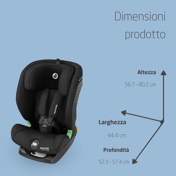 Maxi-Cosi Titan S Comfort i-Size, Tessuti Traspiranti, Seggiolino Auto ISOFIX, 15 mesi - 12 anni (76-150 cm), Seggiolino Auto Reclinabile 5 posizioni, 13 Posizioni Poggiatesta, G-CELL, Authentic Black