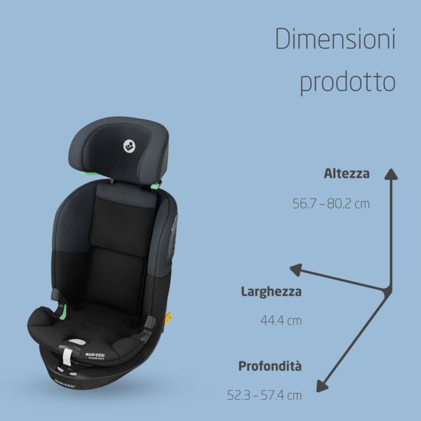 Maxi-Cosi Titan S i-Size, Seggiolino auto 9-36 kg, 15 mesi-12 anni (76-150 cm), Seggiolino auto ISOFIX Reclinabile 5 posizioni, 13 posizioni del poggiatesta, G-CELL, gruppo 123, colore Tonal Black