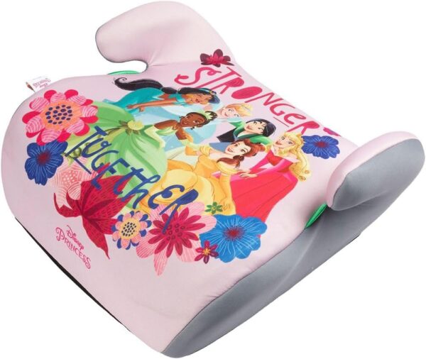 Disney Seggiolino Alzabimbo Principesse per la sicurezza delle bambine con altezza da 125 a 150 cm con Mulan Jasmine Aurora Belle Cenerentola Tiana fondo rosa alzatina auto, rialzo, seduta per bambini