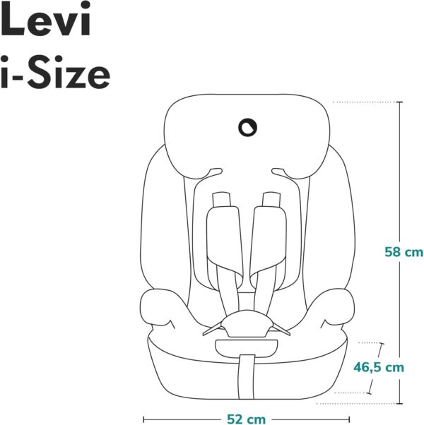 LIONELO LEVI ONE Seggiolino auto 9-36 kg bambini Gruppo 1/2/3 Protezioni lateral, Cinture di sicurezza a 5punti, 6-livelli altezza poggiatesta regolabile, Rivestimento sfoderabile (LEVI I-SIZE, Verde)