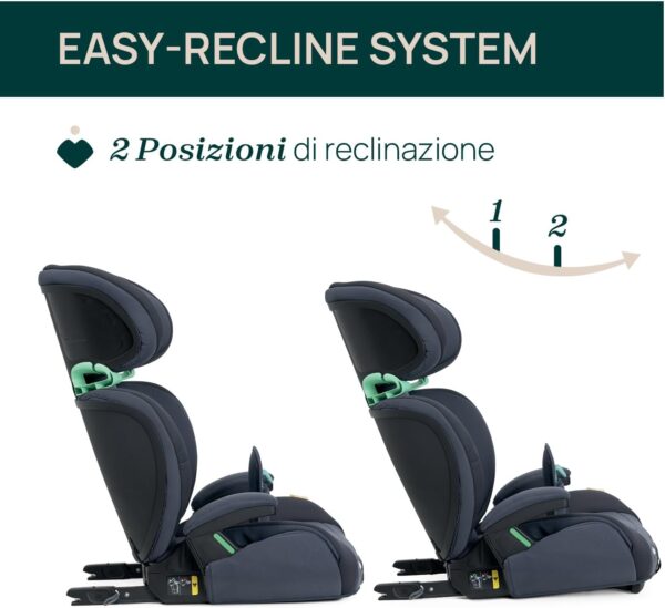 Chicco, Quizy i-Size, Seggiolino Auto Bambini 3-12 Anni (100-150 cm), Facile da Installare con Sistema Isofix, Reclinabile, Regolabile in Altezza, Braccioli Imbottiti e Seduta Confortevole, India Ink