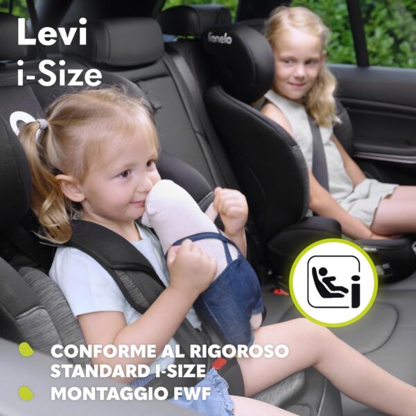 LIONELO LEVI ONE Seggiolino auto 9-36 kg bambini Gruppo 1/2/3 Protezioni lateral, Cinture di sicurezza a 5punti, 6-livelli altezza poggiatesta regolabile, Rivestimento sfoderabile (LEVI I-SIZE, Verde)