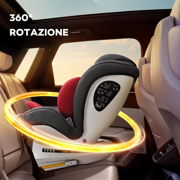 Miophy I-size Seggiolino Auto Isofix Girevole a 360°Gruppo 0+1/2/3, dalla nascita ai 12 anni, 40-150 cm (Vino i-Size)