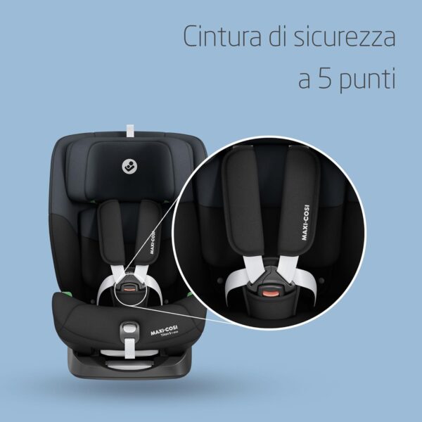 Maxi-Cosi Titan S i-Size, Seggiolino auto 9-36 kg, 15 mesi-12 anni (76-150 cm), Seggiolino auto ISOFIX Reclinabile 5 posizioni, 13 posizioni del poggiatesta, G-CELL, gruppo 123, colore Tonal Black