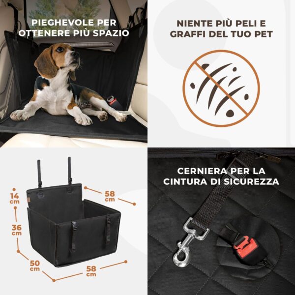 Wuglo Seggiolino Auto Extra Stabile per Cani di Piccole e Medie Dimensioni - Seggiolino Cane Auto Rinforzato con 4 Cinghie di Fissaggio - Trasportino per Cani Auto Impermeabile per Sedile Posteriore