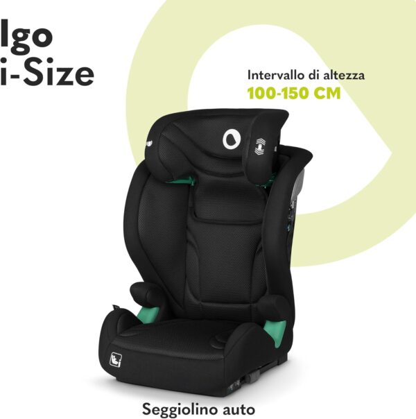 Lionelo IGO Seggiolino Auto Adattabile i-Size ISOFIX per Bambini 100-150cm Conforme all'Ultimo Standard R129 Sicurezza Tri-Guard, Cresce Insieme al Tuo Bambino con 13 Regolazioni, Comodo